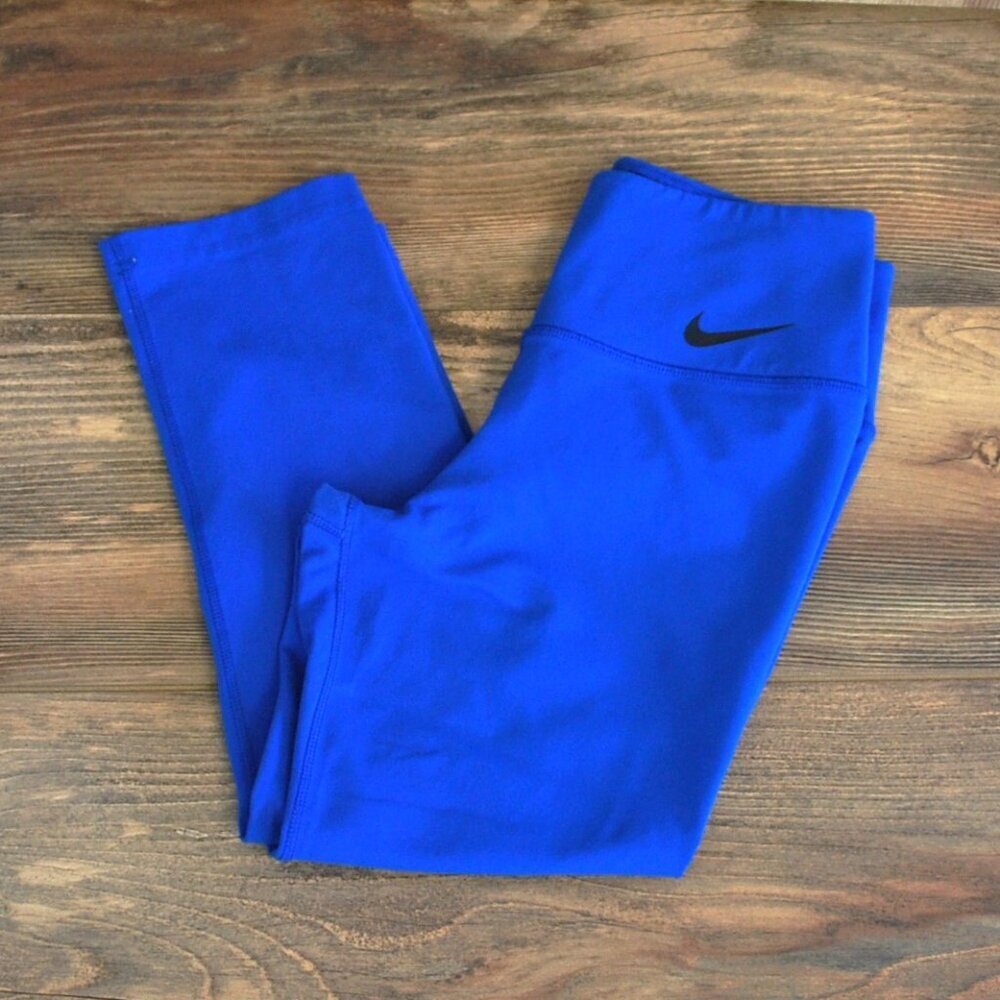 Nike Dri Fit Women's Running Capri Leggings Blue Small